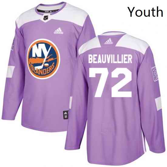 Youth Adidas New York Islanders 72 Anthony Beauvillier Authentic Purple Fights Cancer Practice NHL Jersey